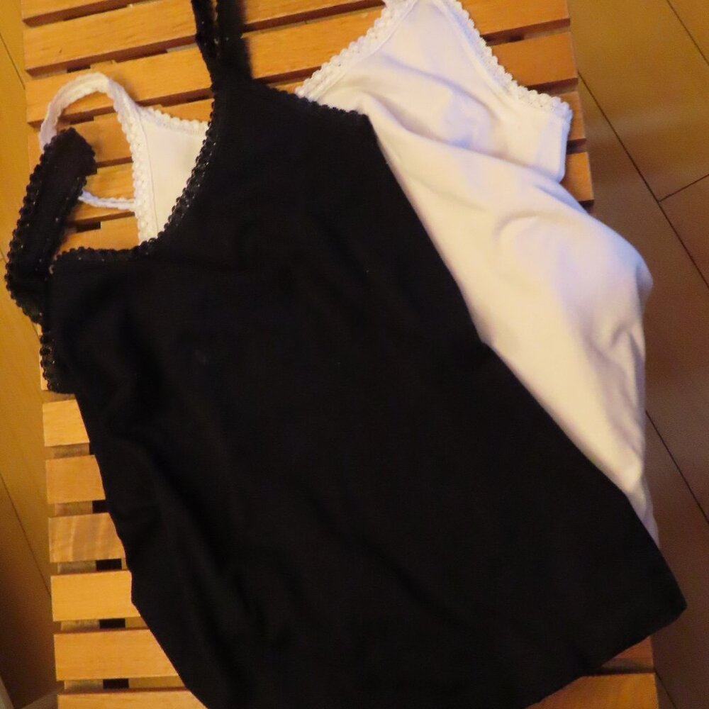 TWO LeBody light shapewear camis, 1 black, 1 white, size S